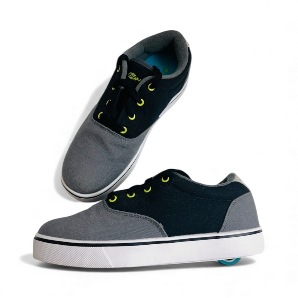 Heelys Gray/Black/Yellow Canvas Launch/Pro 20 Roller Skate Shoes (8)